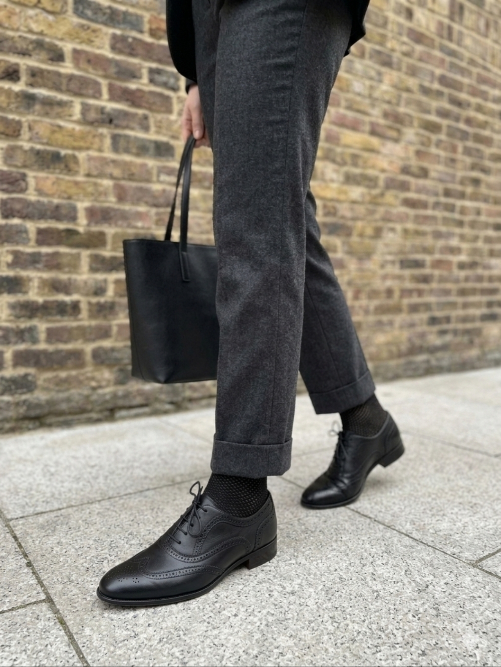 Xappeal Black Leather Wingtip Derby Oxfords